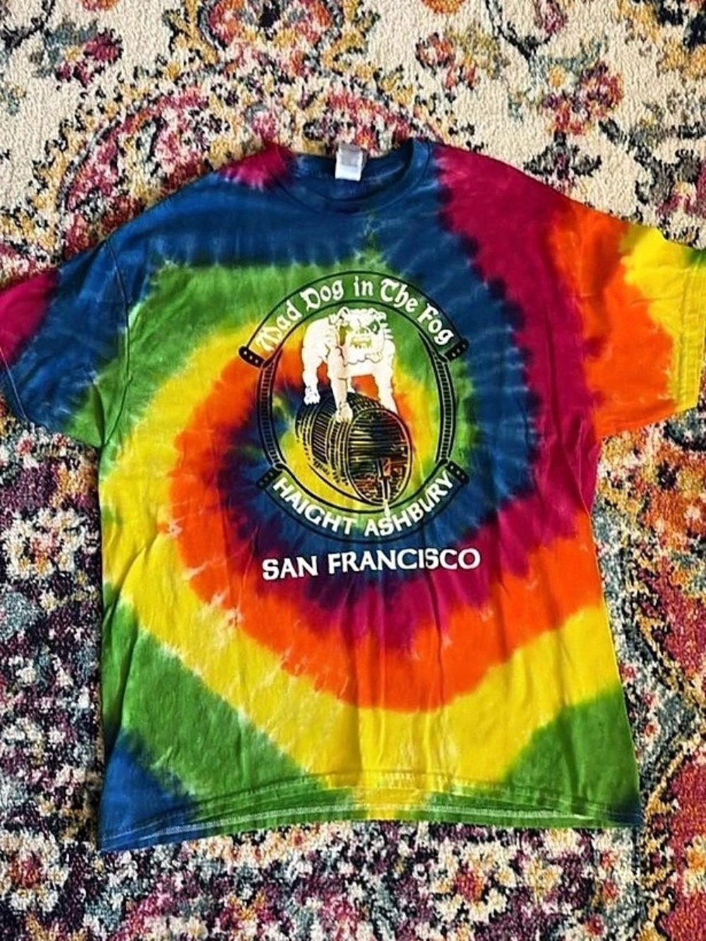 NWOT//Tie Dye Mad Dog in the Fog (Haight Ashbury San Francisco) Cotton Tee